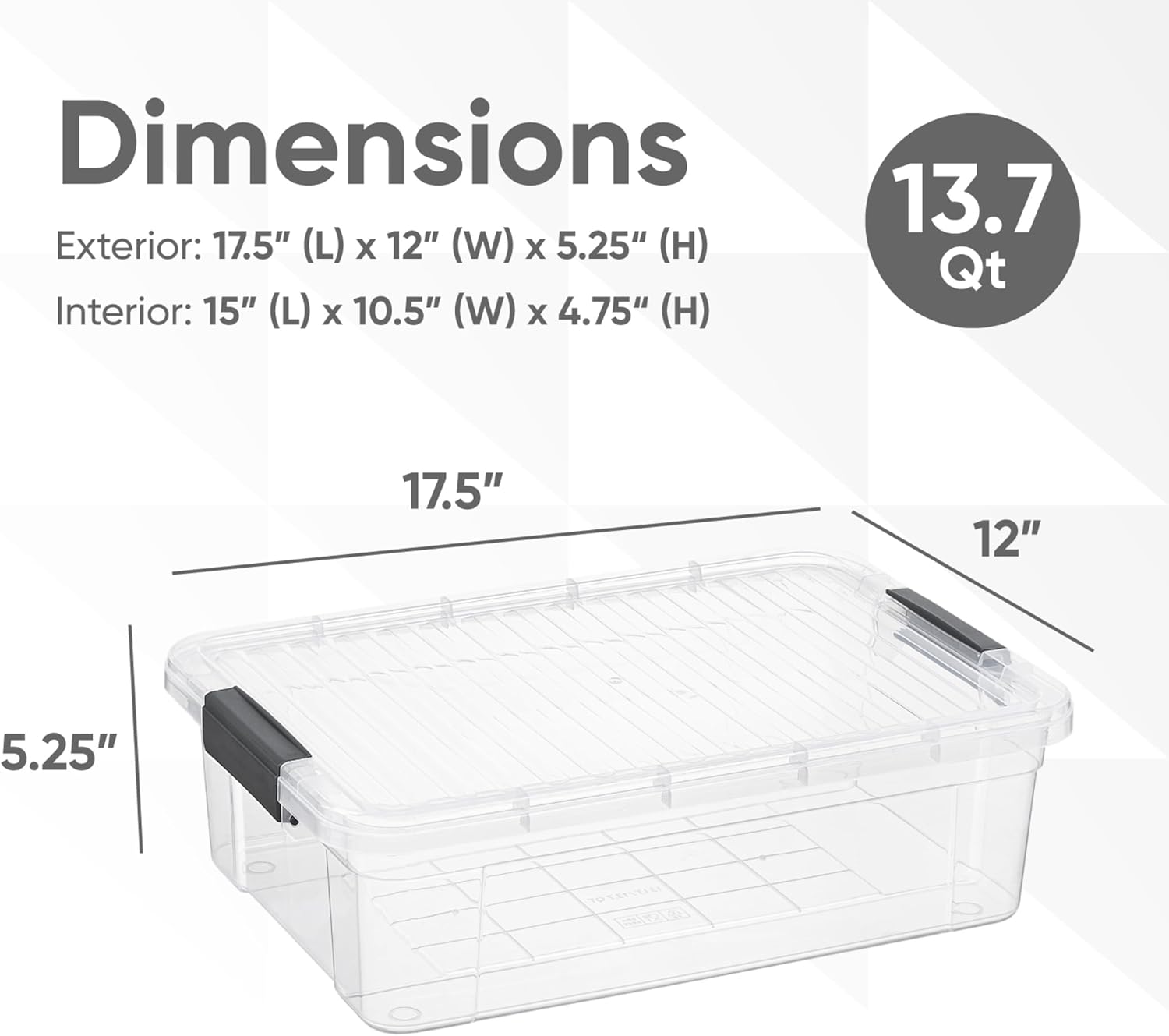 Superio Clear Storage Boxes with Lids, 16 Quart Plastic Container Bins for Organizing, Stackable Crates, BPA Free, Non Toxic, Odor Free, Organizers for Home, Office and Dorm, 4 Pack
