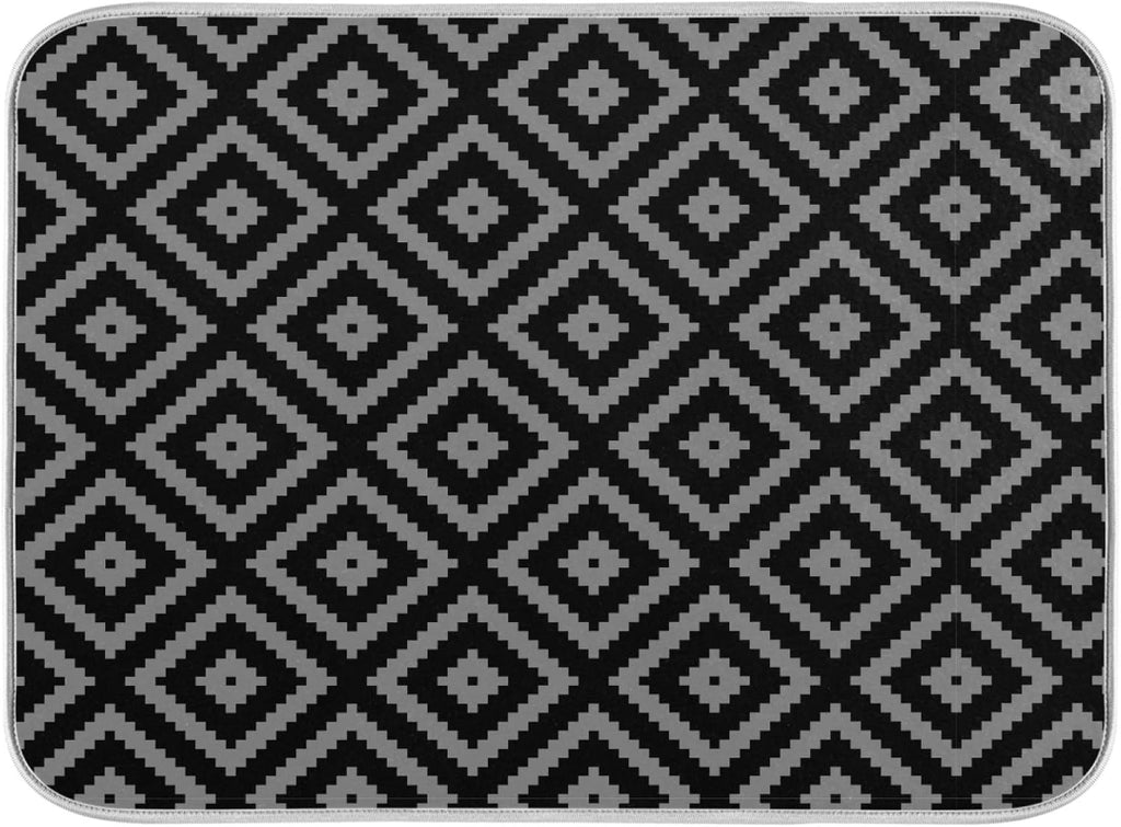 Super Absorbent Dish Drying Mat Microfiber Fast-Drying Dish Mat 24" x 18 Kitchen Dish Drying Pad Black Moroccan Rhombus Plaid