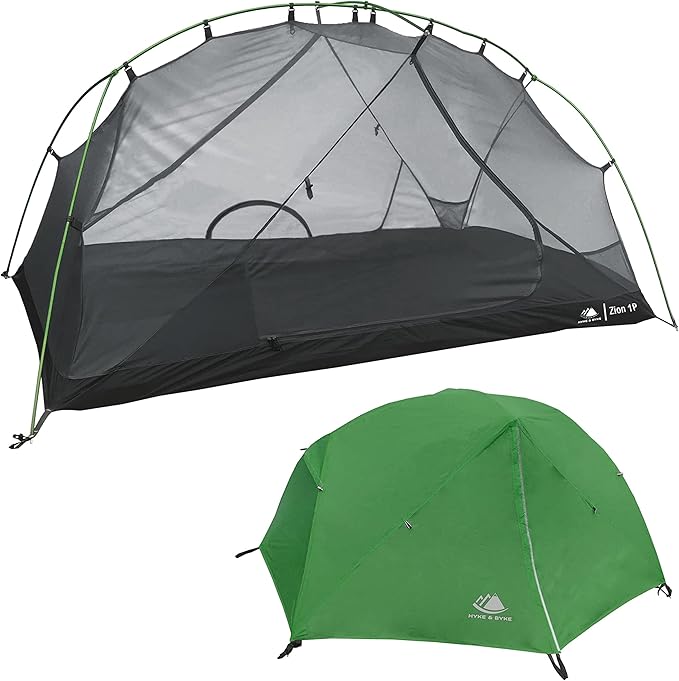 Hyke & Byke Zion Hiking & Backpacking Tent - 3 Season Ultralight, Waterproof Tent for Camping w/Rain Fly and Footprint - 1 Person - Orange