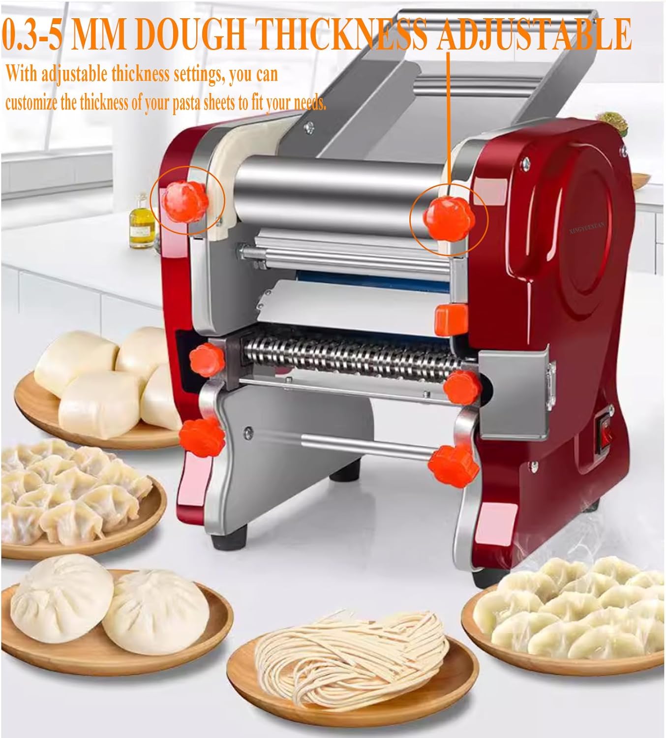 XINGYUEXUAN Electric Pasta Making Machine Commercial Noodle Spaghetti Maker Dough Roller with 2mm/6mm Cutter