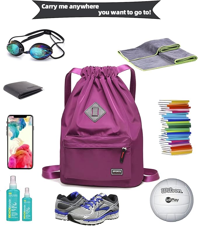 Peicees Waterproof Drawstring Sport Bag Lightweight Sackpack Backpack for Men and Women