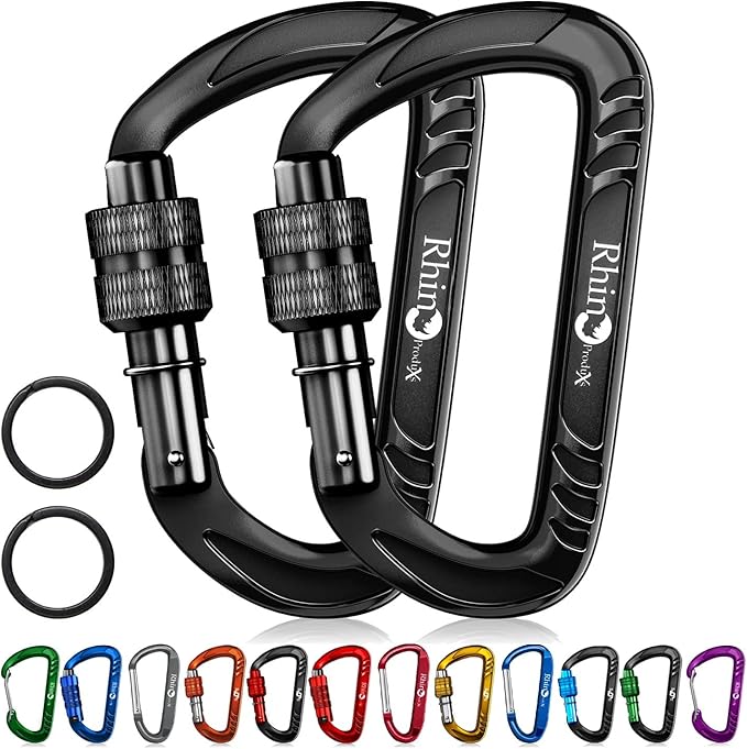 12kN (2697 lbs) Heavy Duty, Locking, Auto Locking, Wiregate Carabiner Clips, for Securing Pets, Outdoor, Camping, Hiking, Hammock, Dog Leash Harness, Keychains