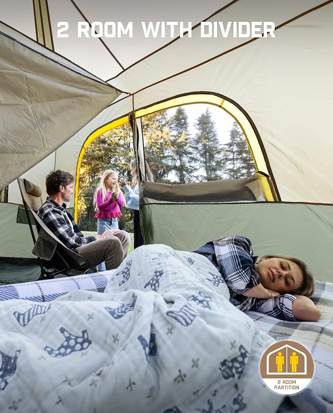 FanttikOutdoor Camping Tent 4/6/8/10 Person Instant Cabin Tent Setup in 60 Seconds with Rainfly & Windproof Portable with Carry Bag for Family Camping & Hiking, Upgraded Ventilation