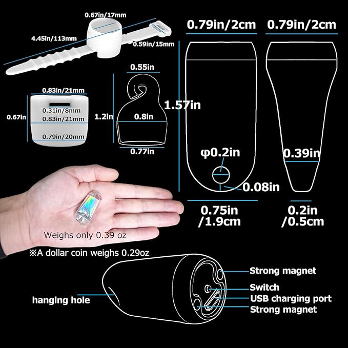 USB Mini LED Lantern, 2 Pack Waterproof EDC Keychain LED Flashlight for Camping, Type-C Rechargeable Battery Small Stick Lamp Puck Dog Collar Torch Light (Warm White+Red)