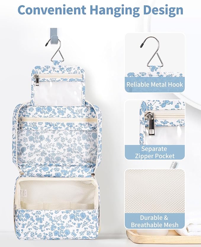 Narwey Hanging Travel Toiletry Bag Cosmetic Make up Organizer for Women and Girls Waterproof