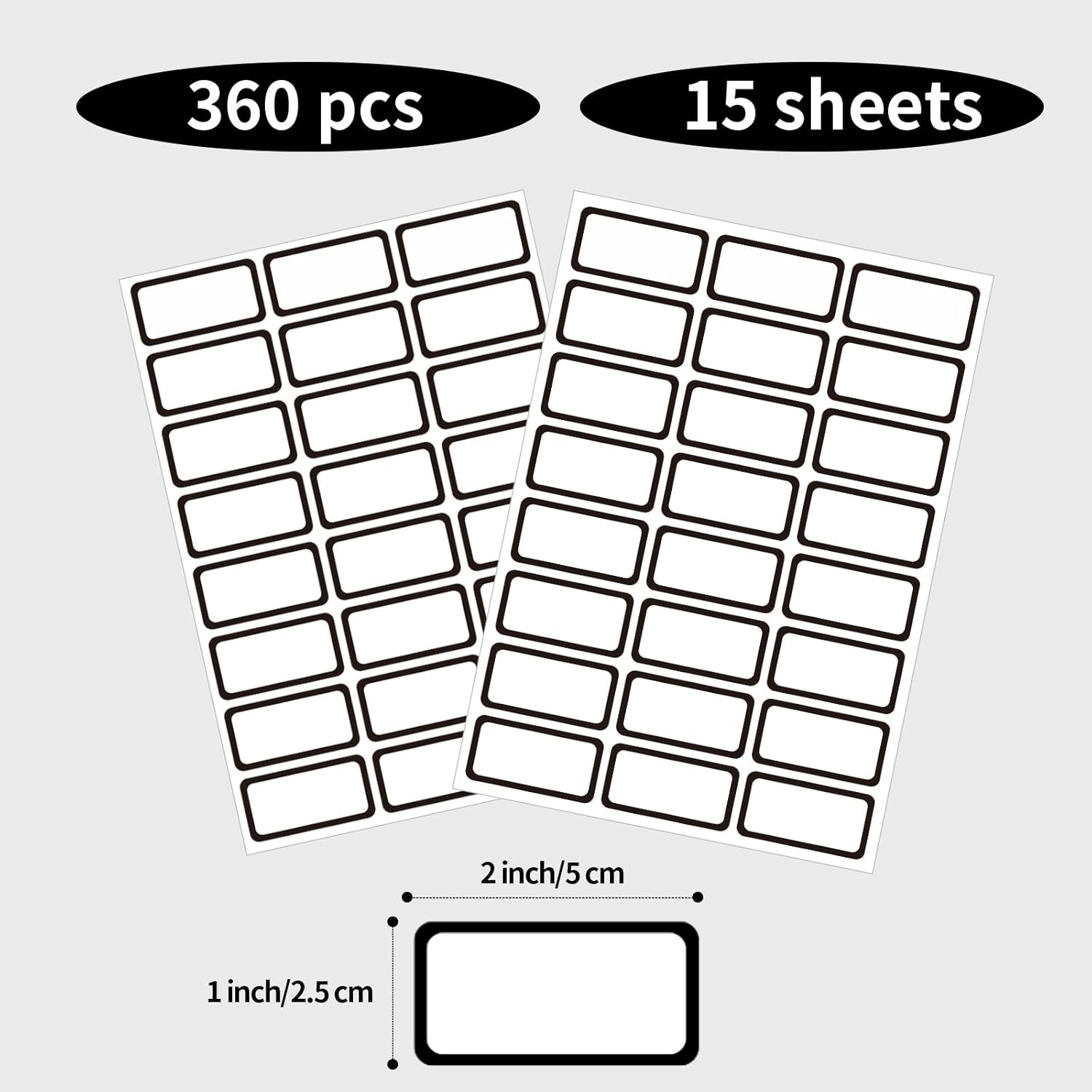 STARLIBOO Removable Labels, Blank Freezer Labels for Food Containers, 1x2 Inch Freezer Stickers, Freezer Labels to Write on/Waterproof Labels/Easy Peel Off (Black Border, 360 Labels)