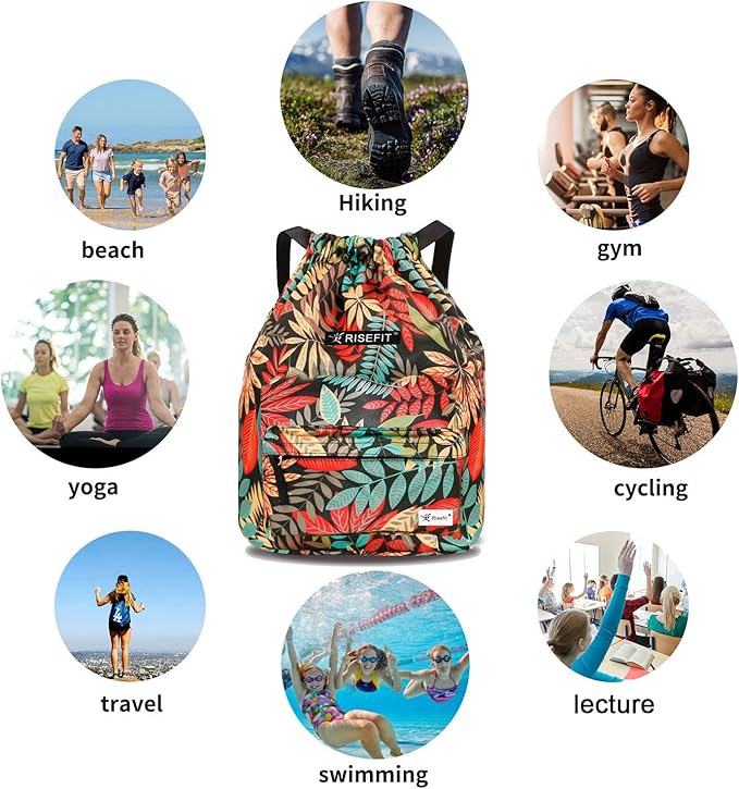 Waterproof Drawstring Bag, Gym Bag Sackpack Sports Beach Backpack for Men Women