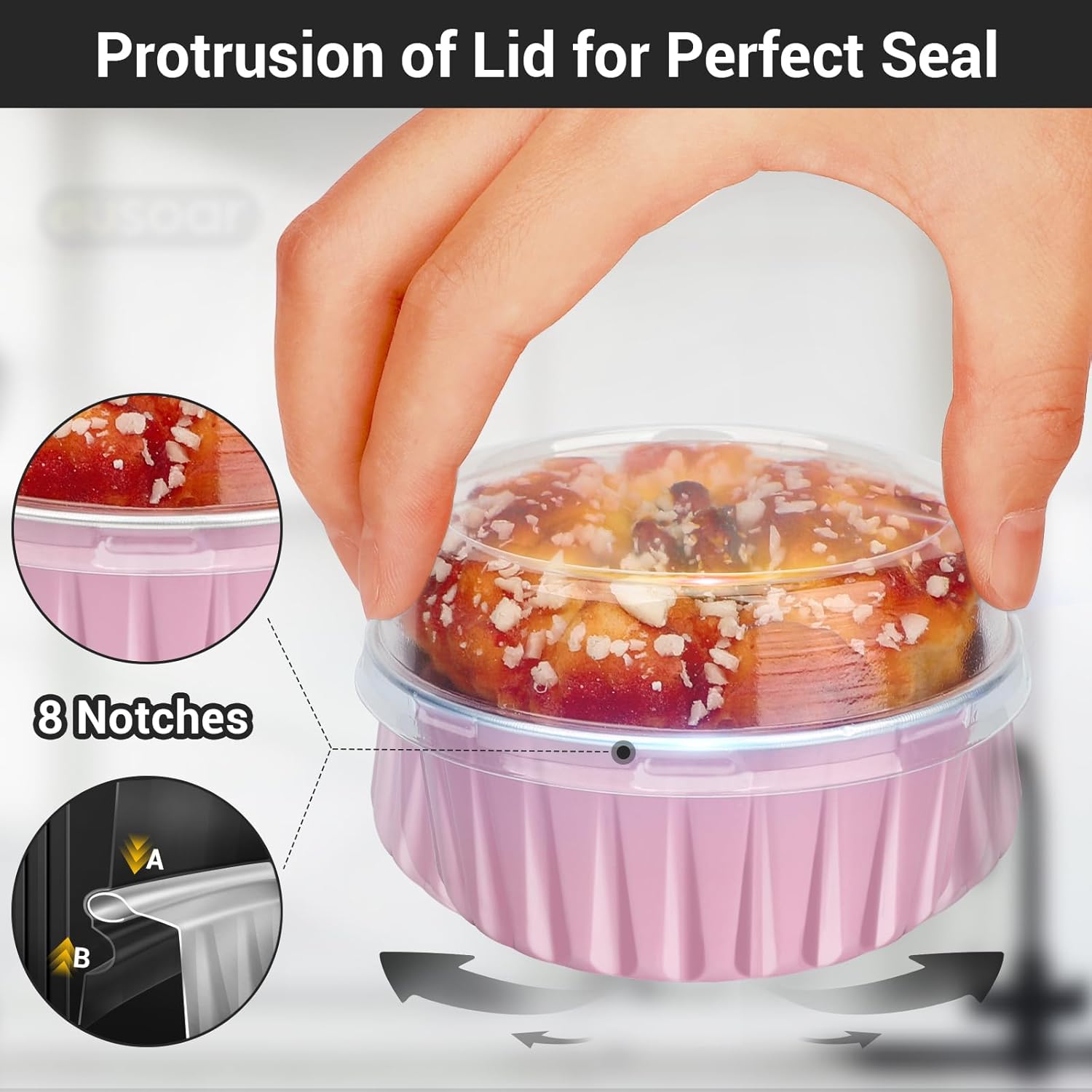 EUSOAR Disposable Foil Ramekins with Lids, 30pcs 5oz 125ml Aluminum Foil Muffin Liners Cupcake Baking Cups, Mini Pie Pans, Disposable Foil Baking Cups Containers for Creme Brulee or Cupcake