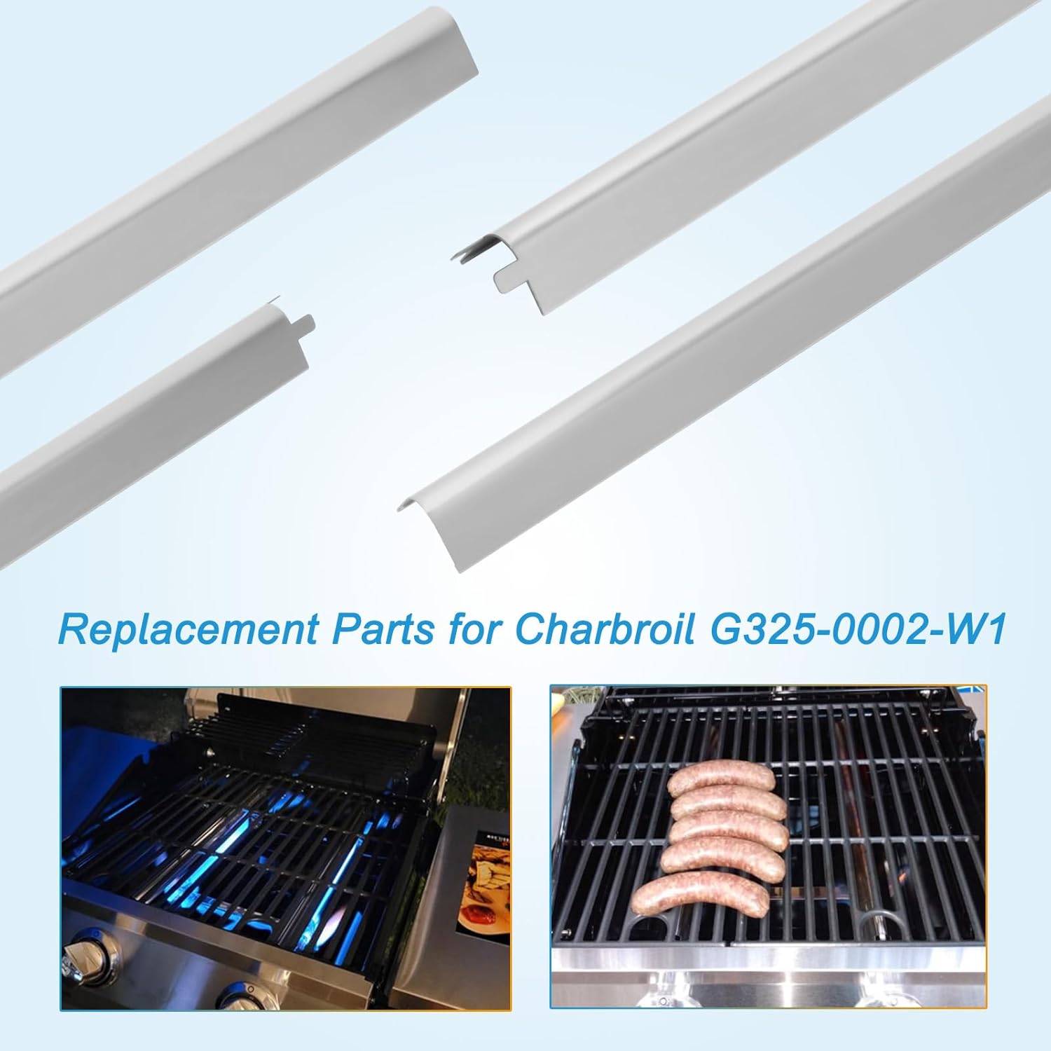 Grill Parts for Charbroil Performance 2-Burner 463630021 463660421 463655621 463630422 463654022, 17 inch Cooking Grate, Burner and Heat Plate Parts for Charbroil Grill Replacement Parts