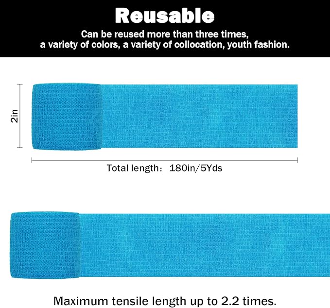 Bandages First Aid Tape Cohesive Bandage First Aid Bandages Cohesive Wrap Adhesive Bandage Self Adherent Cohesive Wrap Bandages Colorful Bandages (Mix6-A, 2-Inch)