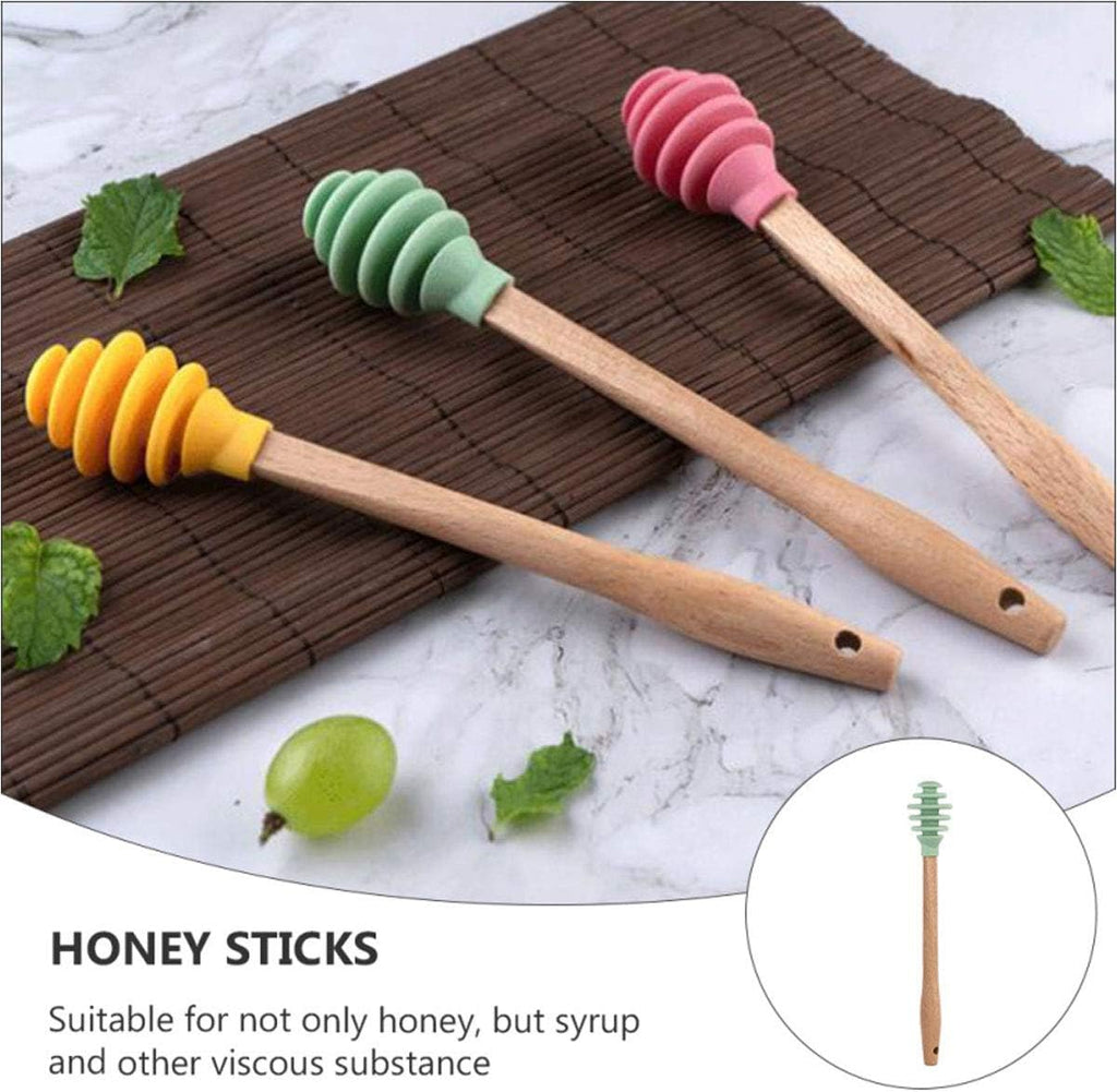Silicone Honey Dipper Sticks, 3PCS Spiral Design Non-Drip Honey Spoon with Jar Stirring Rod, Food-Grade BPA Free Dispenser for Syrup, Jam & Beverages