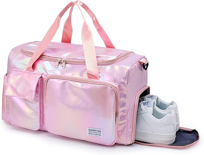 Small Gym Bag for Women, Travel Duffle Bag Carry On Weekender Bag with Shoe Compartment