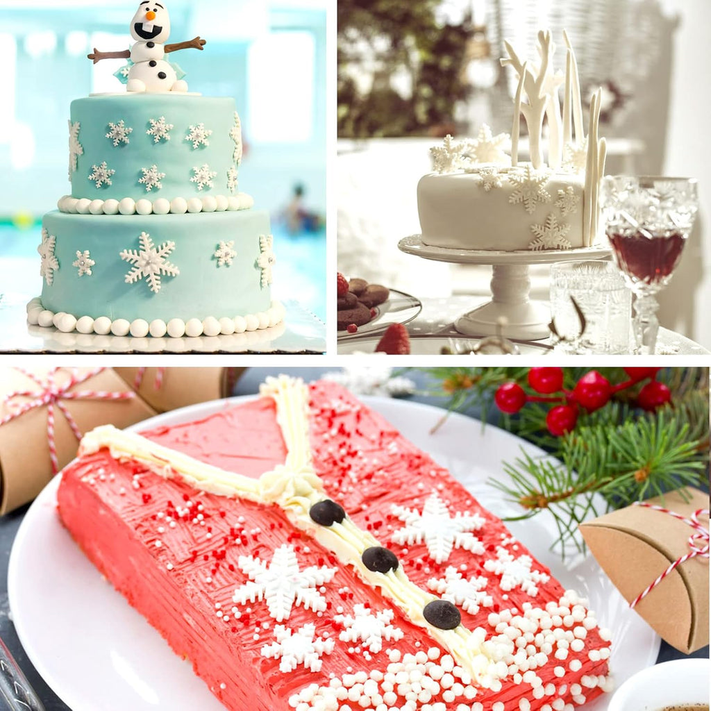 Christmas Silicone Molds Snowflake Molds Mini Xmas Fondant Chocolate Candy Cake Molds Christmas Snowman Tree Snowflake Holly Leaves Santa Claus Baking Molds for Xmas New Year Party Cake Decor