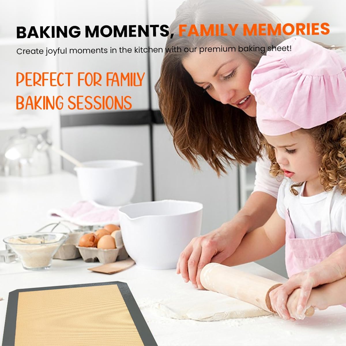 Silicone Baking Mat - 2 Pack Reusable Silicone Baking Sheet Liner for Oven - Half Sheet Nonstick Mat 16.5"x11.6" for Bread, Dough, Macaron, Cookie Cooking Liners for Kitchen Counter Bakery Supplies