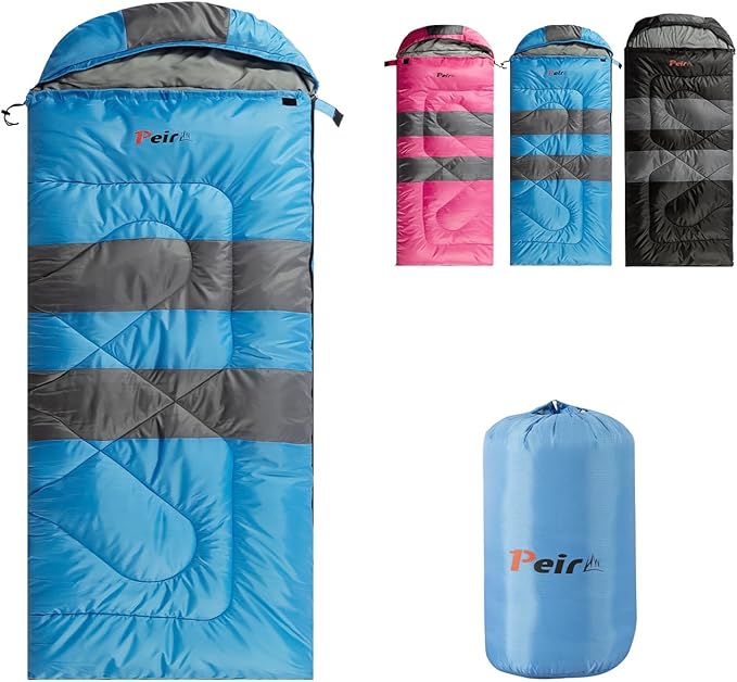 Sleeping Bags, Camping Sleeping Bag for Adults, 3 Season Warm & Cool Weather, Lightweight Waterproof Sleeping Bags for Indoor Outdoor Camping Traveling Backpacking, Pink/Blue/Black