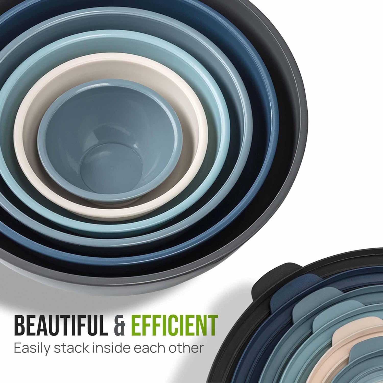 Zulay Kitchen 12 Piece Plastic Mixing Bowls with Leak-Proof Lids Set - Microwave and Freezer Safe Kitchen Mixing Bowls for Preparing, Serving and Storing - Large Nesting Bowls (Twilight Ombre)