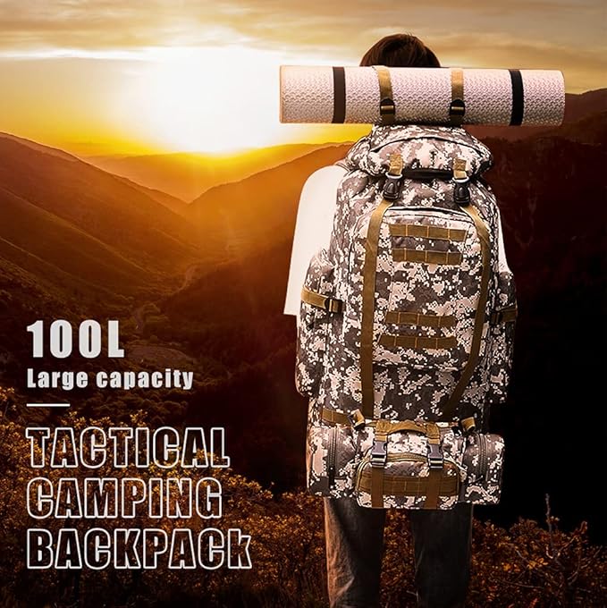 100L Camping Hiking Backpack,Molle military Tactical rucksack backpack,Waterproof Lightweight Hiking Backpack (CityCamo-C)