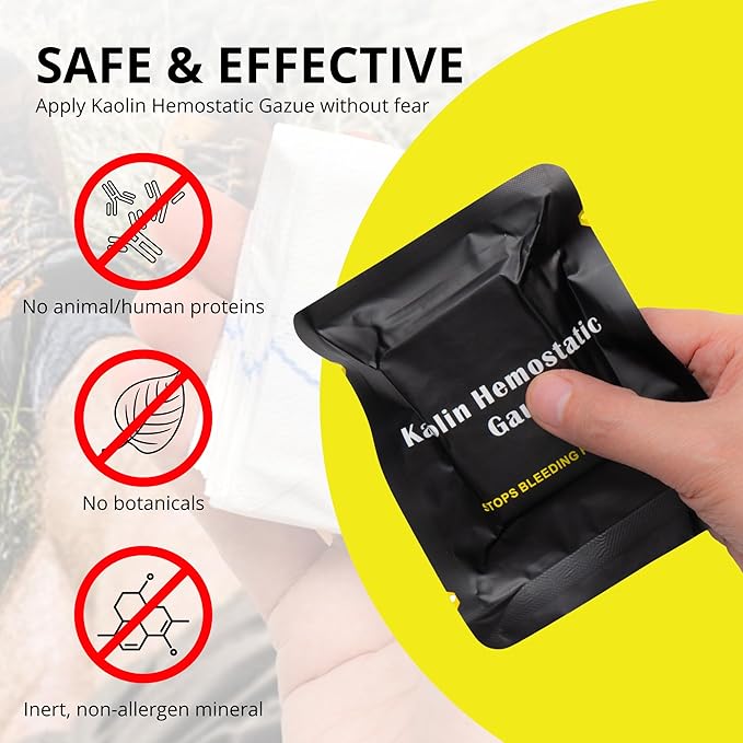 First Aid Advanced Quick Clotting Combat Gauze - Flexible Hemostatic Gauze - to Stop The Bleed kit Faster with Quick Clotting - Survival Kit Supplies - 3" x 12.5' - Pack of 10