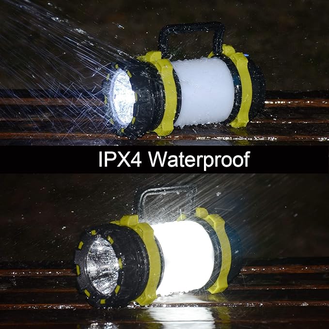 2-Pack Waterproof Rechargeable LED Lantern - 1500LM 6 Modes | 4000mAh Rechargeable Battery | Emergency Backup for Power Outages, Hurricanes, Camping & Outdoor Use | Durable & Portable