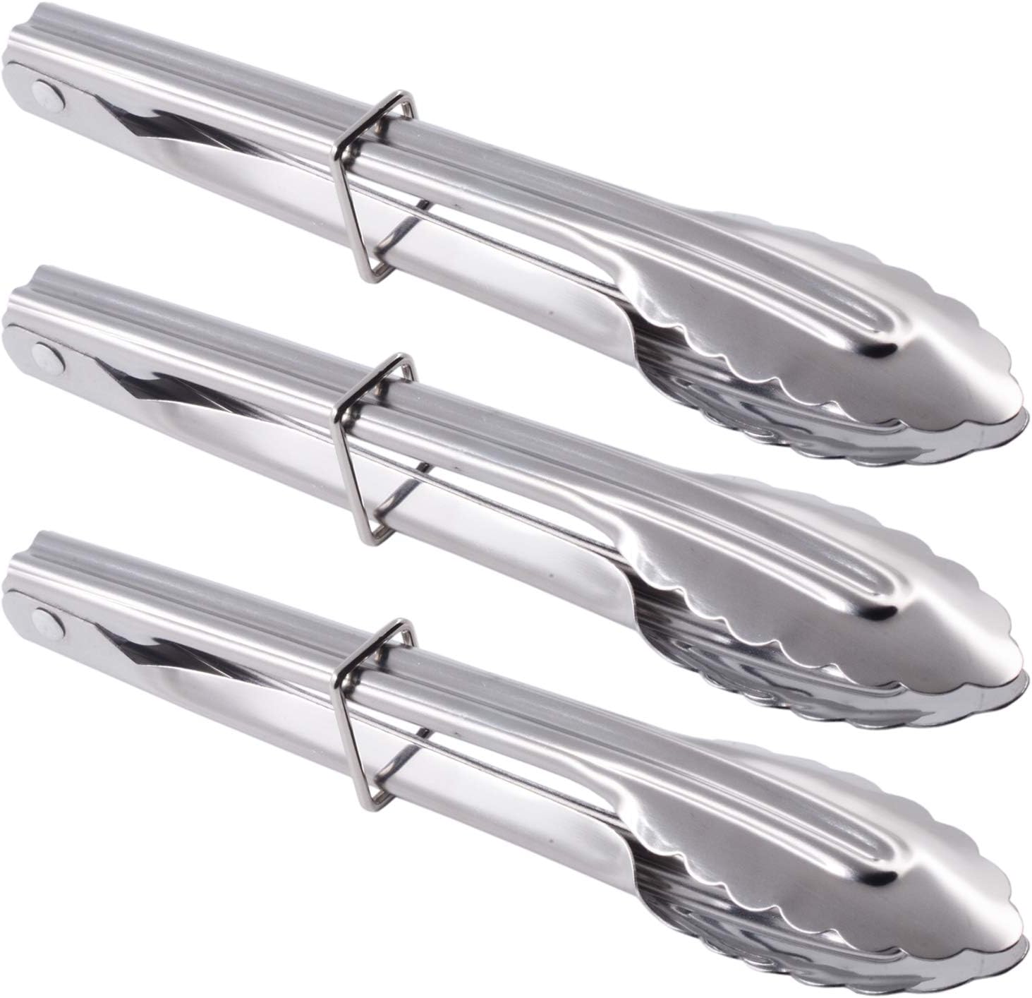 Mini Stainless Steel Serving Tongs Small Tongs for Serving Food Cooking Salad Grilling (7-Inch 3 Pieces)