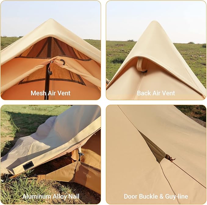 KingCamp Hot Tent, Lightweight Waterproof & Windproof Tipi Hot Tents with Stove Jack for Outdoor Camping