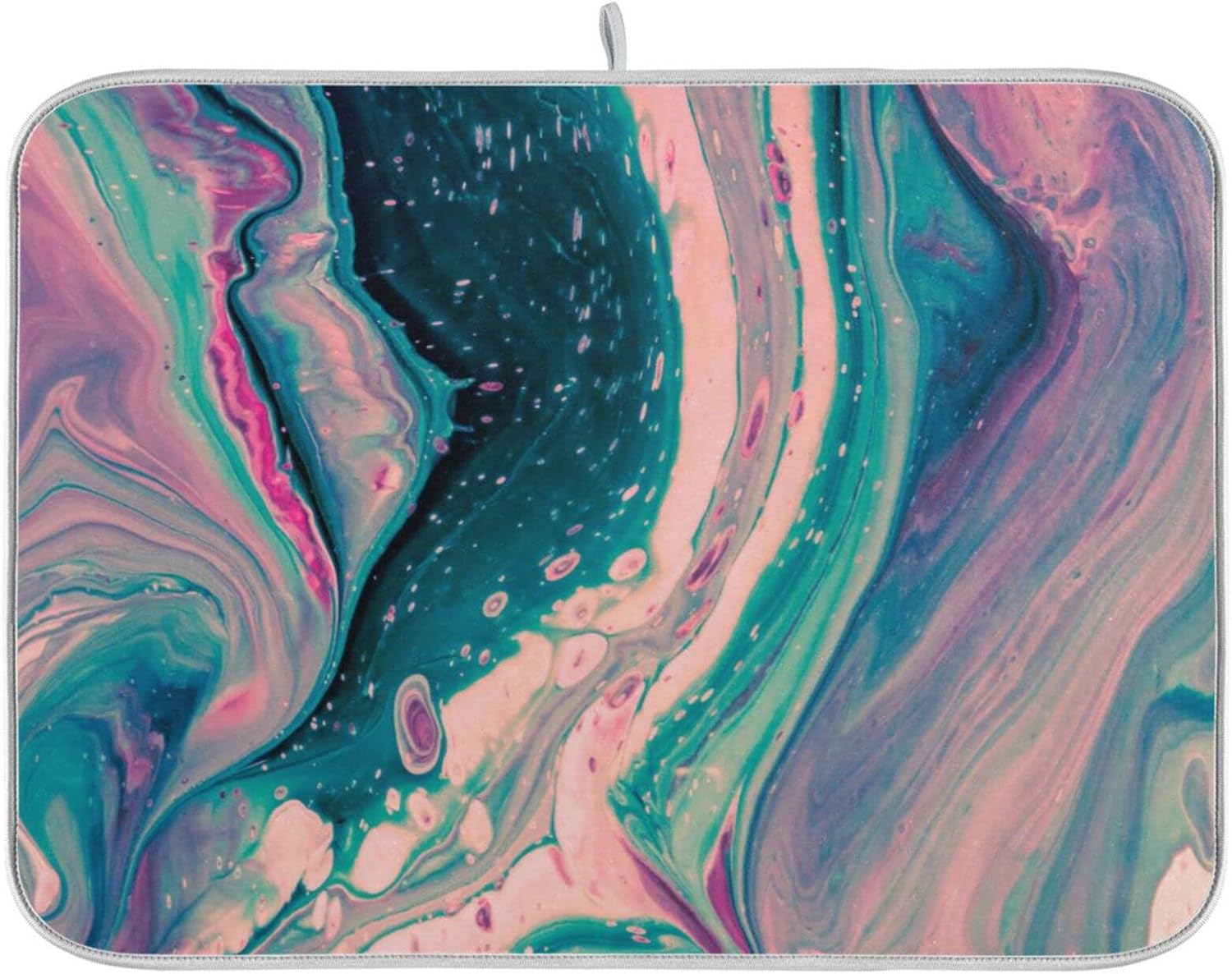 Super Absorbent Dish Drying Mat, Microfiber Fast-Drying Dish Mat, 24" x 18", Kitchen Dish Drying Pad, Marble Pink Green