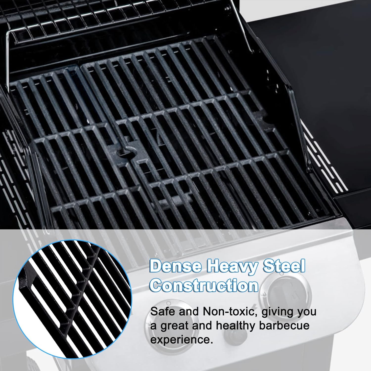 Adviace Grill Grates for Charbroil Performance 2 Burner 463673519 Replacement Parts, Cast Iron Cooking Grate for Char-Broil 463625217, 463625219, G470-0002-W1, G470-0003-W1, G321-0005-W1, G321-0006-W1