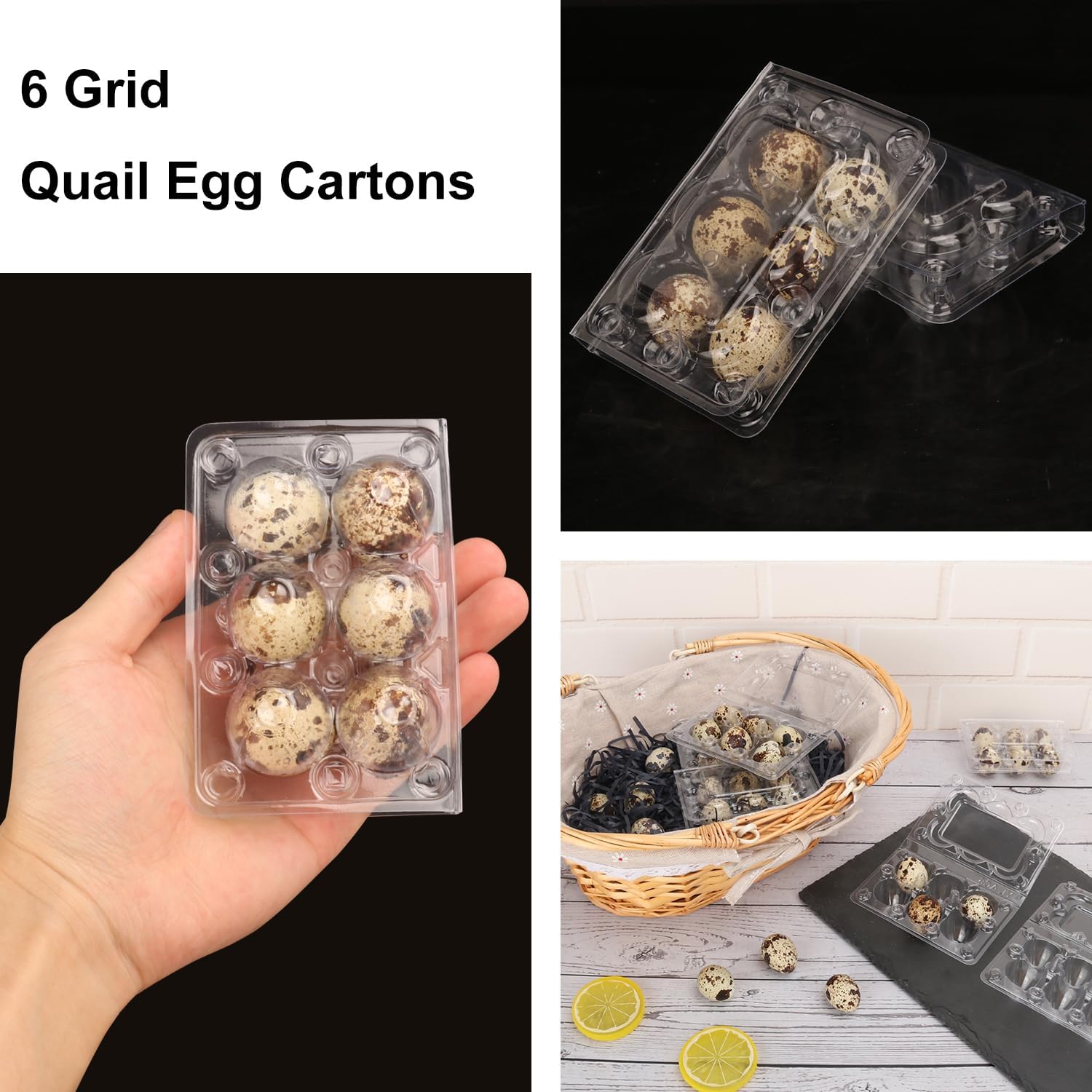 300 Pack Quail Egg Cartons, Clear Plastic Quail Egg Trays, Holds up to 6 Quail Eggs Securely - Your Ultimate Small Eggs Carton Holders for Bulk Storage and Display