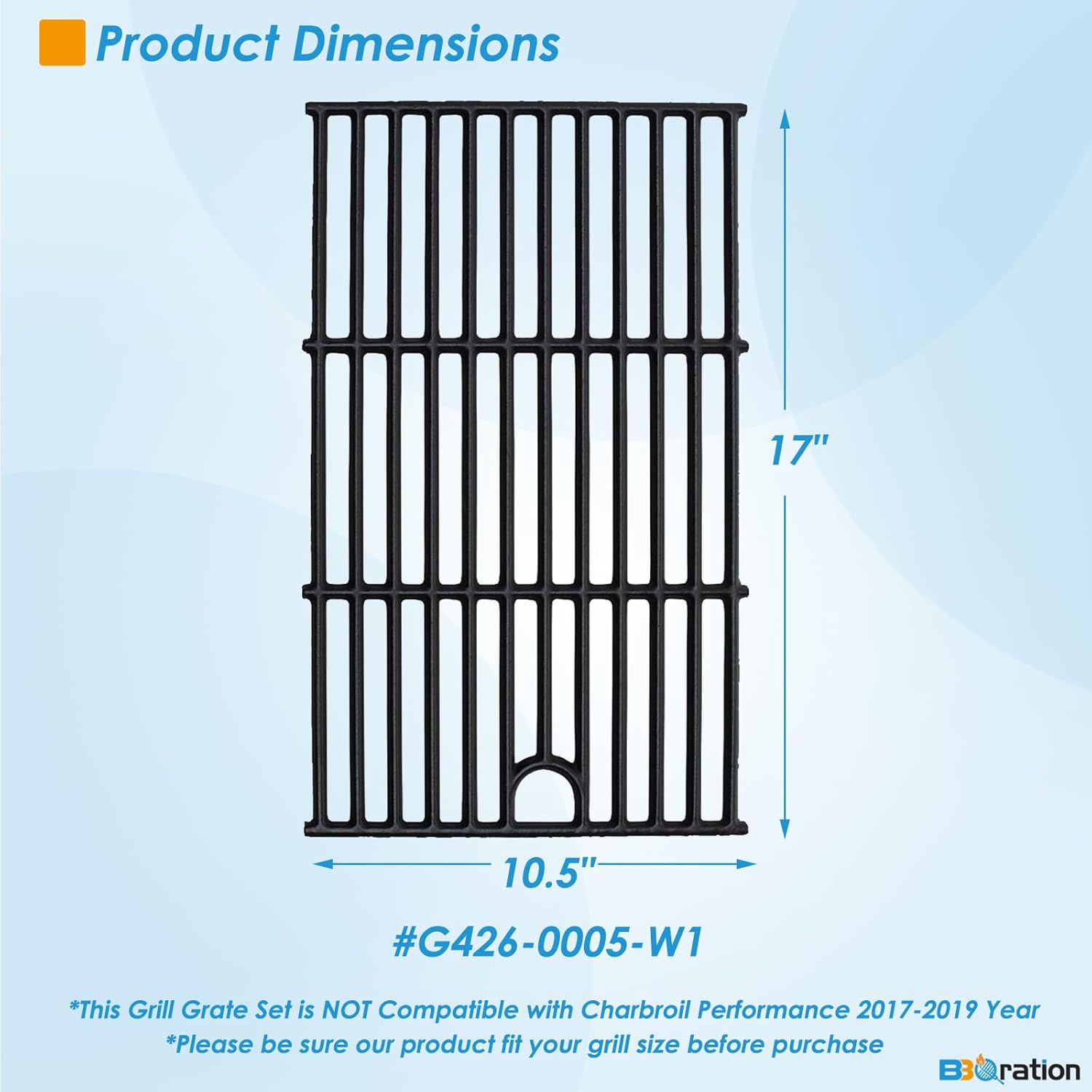 17" Grill Grate for Charbroil Performance 6 Burner 463228622 463284422 463229021 463229521 463229521B Cooking Grate for Charbroil Grill Replacement Parts 463259223 G426-0005-W1