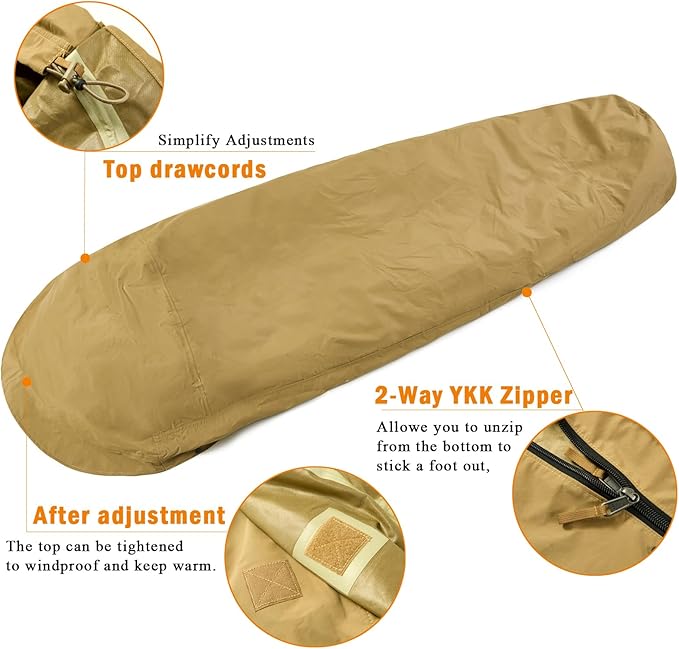 MT Army Military Modular Sleeping Bags System, Multi Layered with Bivy Cover for All Season, Woodland/Multicam