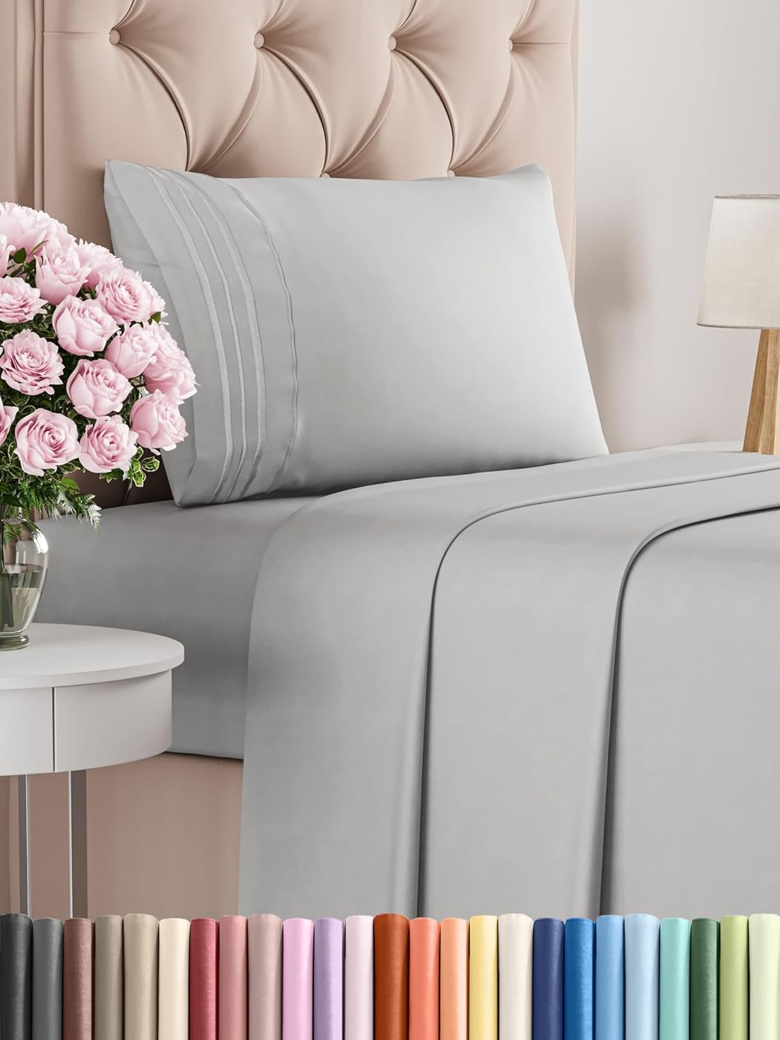 Twin XL Size 3 Piece Sheet Set - Comfy Breathable & Cooling Bed Sheets Set - Hotel Luxury Bedding for Women, Men, Kids, Teens, Boys & Girls - Deep Pockets, Soft, Wrinkle Free - Oeko-Tex - French Grey