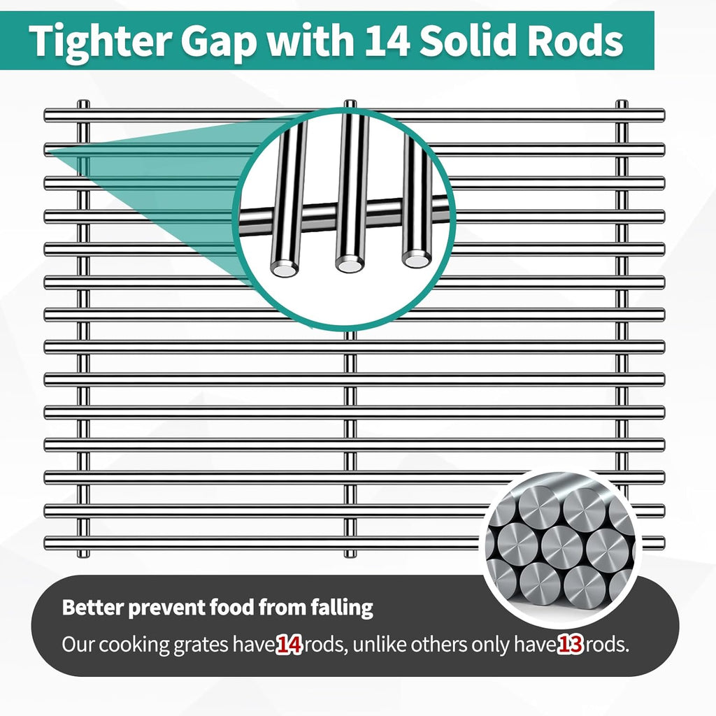 9MM 15" Stainless Steel Grill Grates for Weber Spirit E200 S200 E210 S210 Genesis Silver A Spirit 500 Gas Grill with Side Control Panel for Weber 7521 7522 7523 65905 65904 Spirit 200 Series