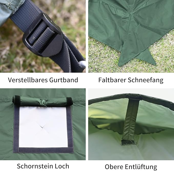 Hot Tent with Stove Jack and Snow Skirt, 6.89~8.53ft Standing Room, 2~5 Person, Tipi Tent for Family Hiking, Fishing, Hunting, Backpacking Camping