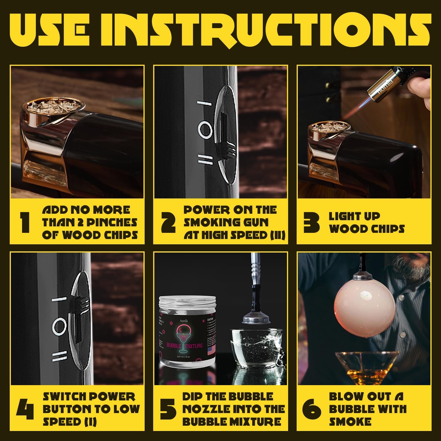 Smoking Gun Edible NON-toxic Bubble Mixture for Cocktail - (2 x 8oz), Wood Smoke Infuser and Smoker Machine Accessory - Cold Smoke for Drinks - Pack of 2 - made in USA