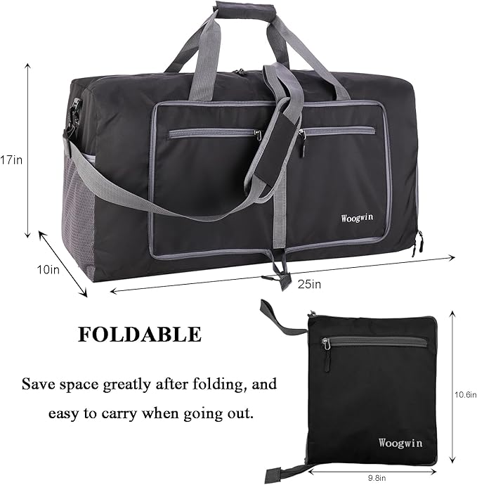 Woogwin Travel Duffel Bag Large Foldable Waterproof Overnight Bag for Beach Swim Bags Pool Sports Gym