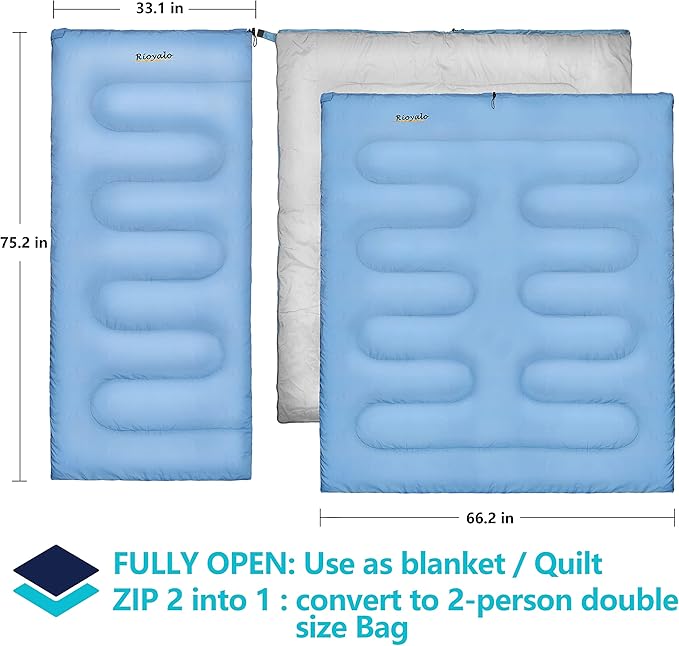 3 Season Ultralight Backpacking Sleeping Bag | Cool/Warm Weather Lightweight Camping Sleeping Bags for Adult | Compact Hiking Sleeping Bags with Compression Sack in Rectangular - 75 X 33 in