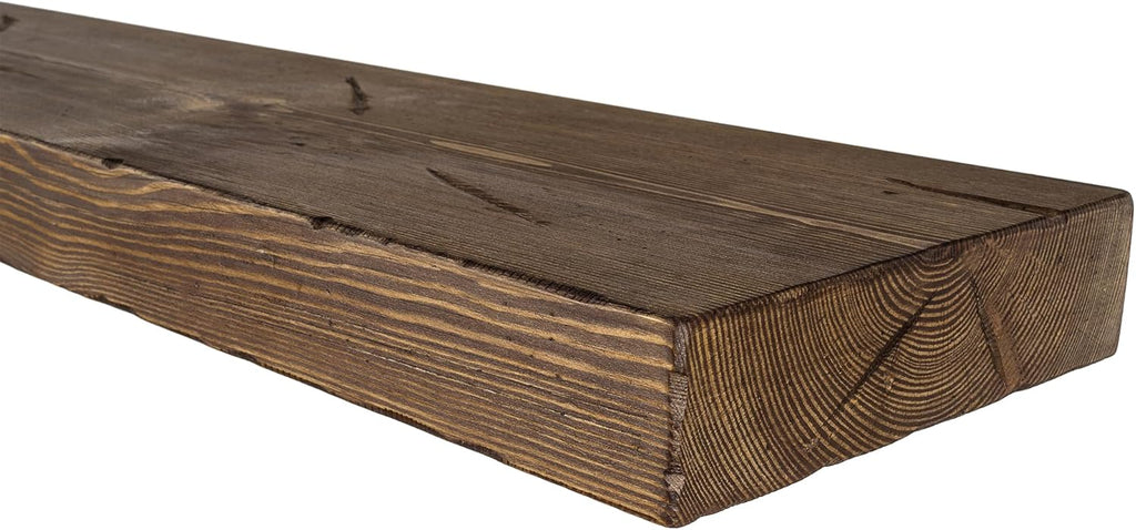 Distressed Floating Shelves 24 inch Long Set of 2,8 inch deep Solid Wood Wall Mounted Shelves for Living Room Kitchen,Book Shelf for Wall with Hidden Bracket- Distressed Black Walnut