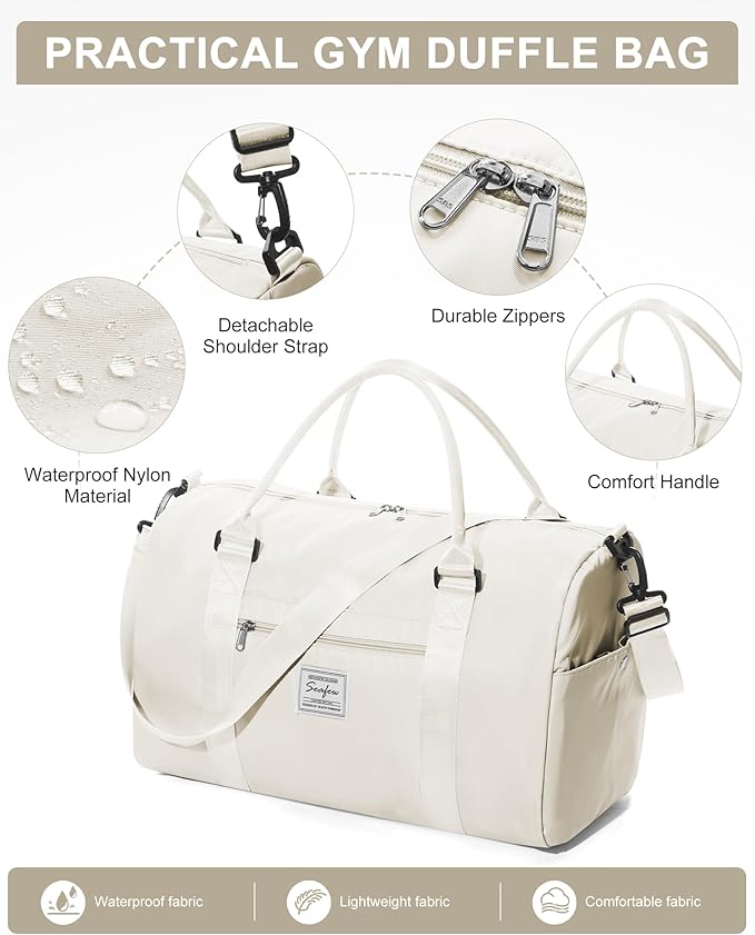 Gym Bag Womens,Travel Duffel Carry on Bag Sport Tote Bag Weekend Overnight Bag