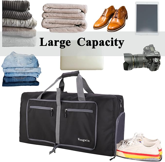 Woogwin Travel Duffel Bag Large Foldable Waterproof Overnight Bag for Beach Swim Bags Pool Sports Gym