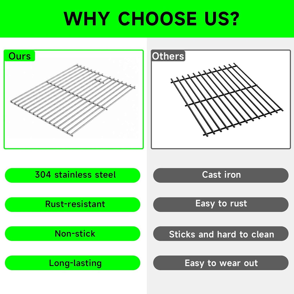 17 Inch Grill Grates Replacement for Nexgrill 720-0830H, 720-0830D, 720-0783E, 720-0783C, Cooking Grate Replacement Parts for Nexgrill 4&5-Burner Gas Grill, Stainless Steel BBQ Grids