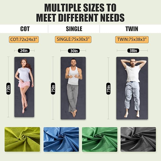 3 Inch Thick Memory Foam Sleeping Pad Camping Mattress,Portable Roll up Mattress-Car/Tent/Cot/Floor,Comfortable Sleeping Mats for Guests Kids Adult Sleepover