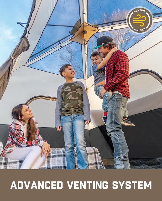 FanttikOutdoor Camping Tent 4/6/8/10 Person Instant Cabin Tent Setup in 60 Seconds with Rainfly & Windproof Portable with Carry Bag for Family Camping & Hiking