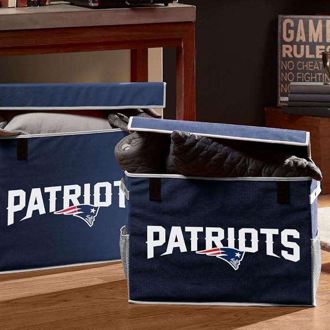 Franklin Sports NFL Storage Footlocker Bins - Large Folding Organizer Containers - NFL Team Office, Bedroom + Living Room Décor - Large + Small Bins