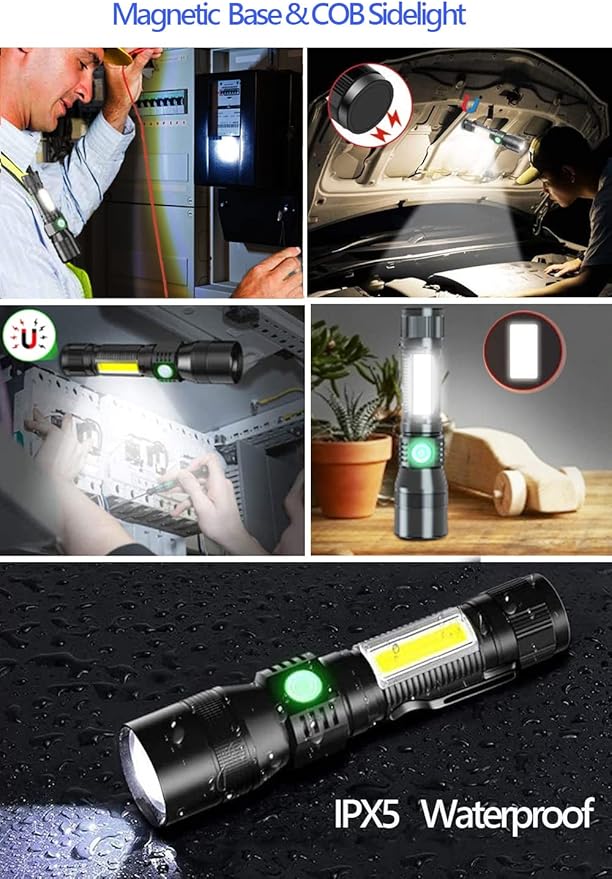 Black Light UV Flashlight Rechargeable, 3in1 Super Bright Tactical Flashlights LED UV Black Light &Redlight, 2000Lumen 7Modes, Zoomable, Waterproof Pocket Flashlight for Pet Stains Detection,Camping