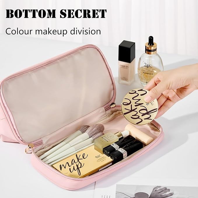 Large Travel Toiletry Bag for men women,Makeup Organizer Bag, Dopp Kit,Waterproof Hanging Cosmetic Bag for Toiletries Accessories(Pink)