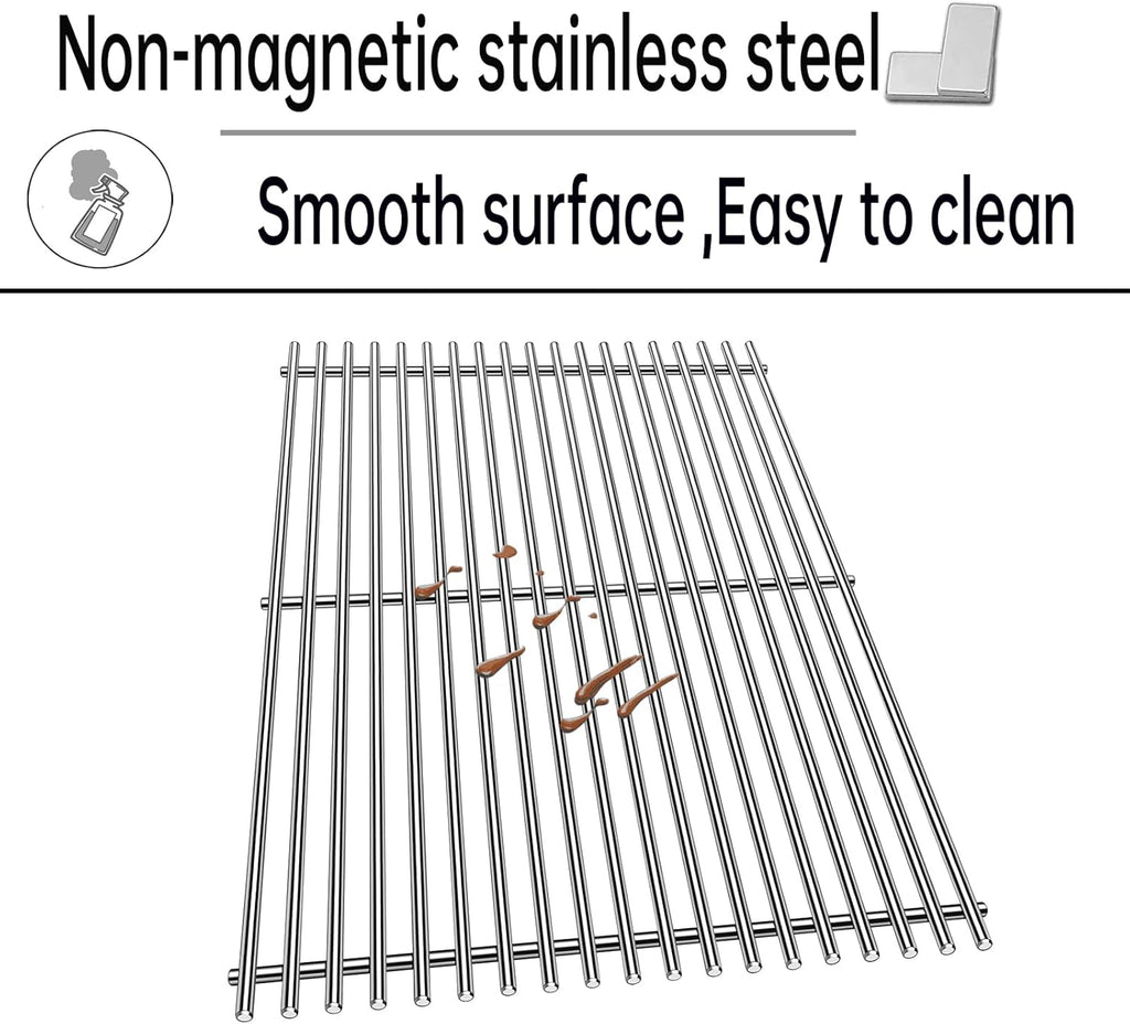 Kalomo Grill Grates Parts for Weber Genesis Grill 66803, 66096, Weber Genesis II E-610, Genesis II LX E-640 S-640, CSE-315, CSS-315, 18”Stainless Steel Grids BBQ Gas Grill Replacement Parts