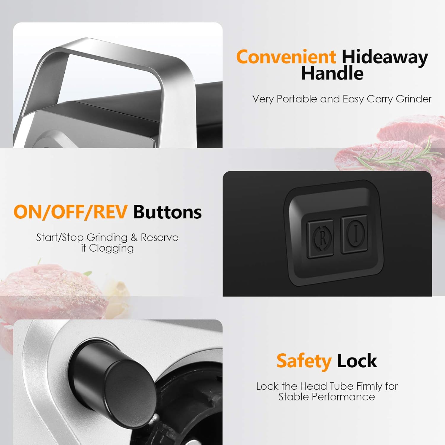 CHEFFANO Meat Grinder Electric, 350W[2000W Max] Electric Meat Grinder, Molino De Carne, Meat Mincer with Stainless Steel 2 Blades and 3 Plates, Sausage Staff Maker & Kubbe Kit for Home Kitchen Use