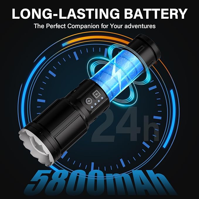 Flashlights 1000 High Lumens with Camping Lanterns, Rechargeable Flashlight for Camping Essentials, Super Bright FlashLights, 8 Modes, Survival Kits for Outdoor Home Emergency Power Outages Hiking