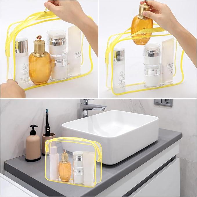 Tbestmax 10 Pack Clear Cosmetic Bags Makeup Bags Portable Waterproof TSA Approved Travel Toiletry Bags Organizer