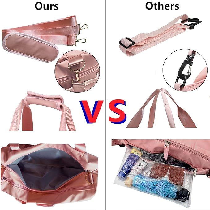 ICEIVY Gym Duffle Bag Dry Wet Separated Gym Bag Sport Duffle Bag Training Handbag Yoga Bag with Extra Drawstring Backpack(Pink-Upgrade) Large